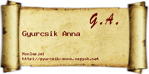 Gyurcsik Anna névjegykártya